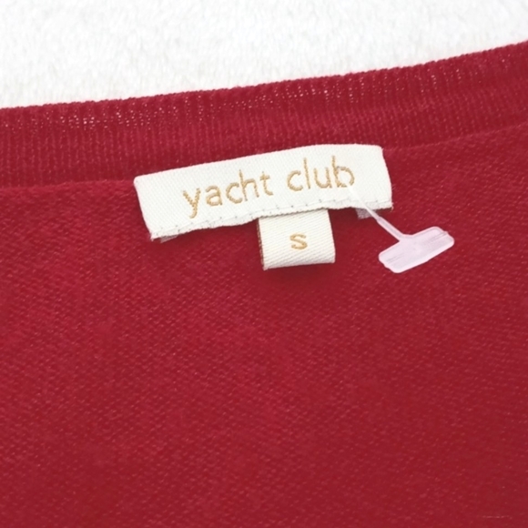 *Relisted* Cashmere & Silk Red White Stripe Long Sleeve Cardigan Skull on Back S - Picture 4 of 14